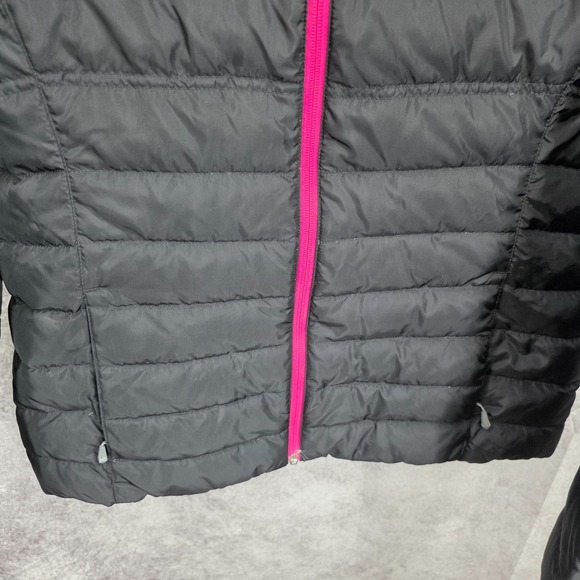 Spyder Prymo Puffer Down Jacket Womens Large Black Pink Coat Winter Ski Snow - Picture 2 of 16